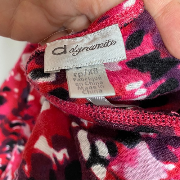 Dynamite - Red/Pink/Black Tie-Neck Top - Picture 4 of 4